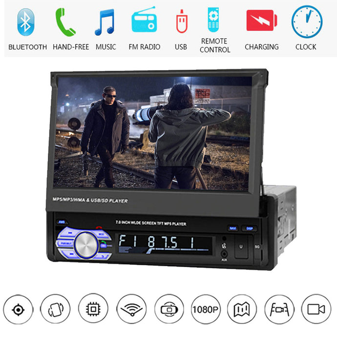 Retractable Screen Car Radio Auto